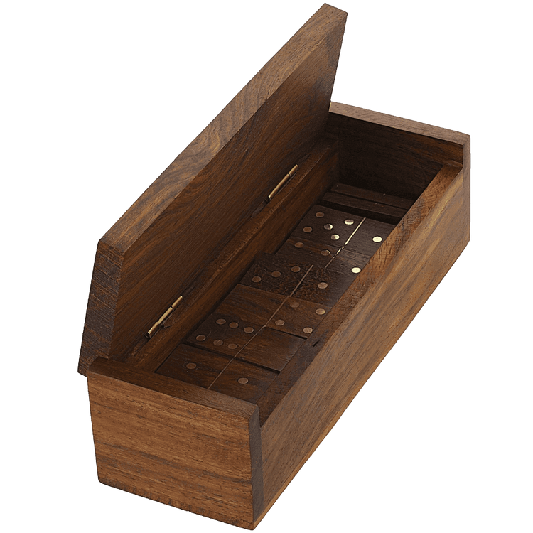 Handmade Wooden Domino Game with Nautical Storage Box - Complete Game Set