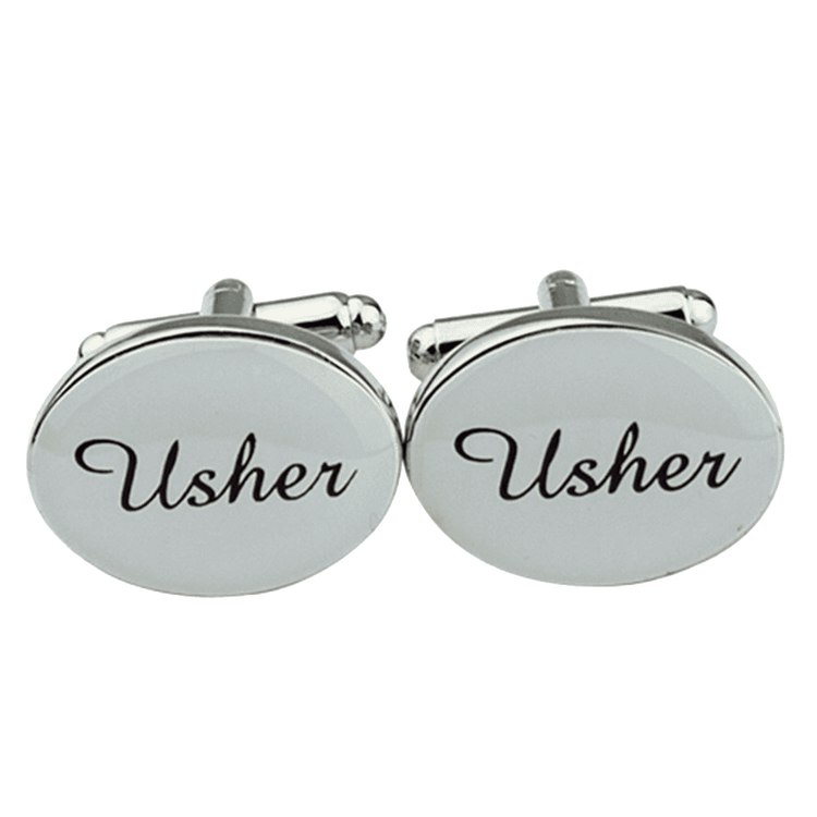 1 Pair Mens Silver Oval Wedding Cufflinks Groom Best Man Usher Page Boy Cuff Link Gift