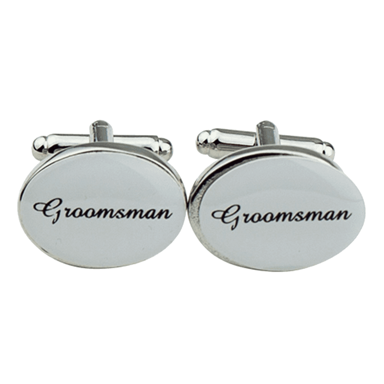 1 Pair Mens Silver Oval Wedding Cufflinks Groom Best Man Usher Page Boy Cuff Link Gift