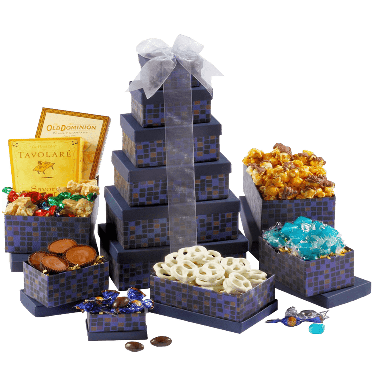 Broadway Basketeers Souring Saphire Sympathy Gift Tower