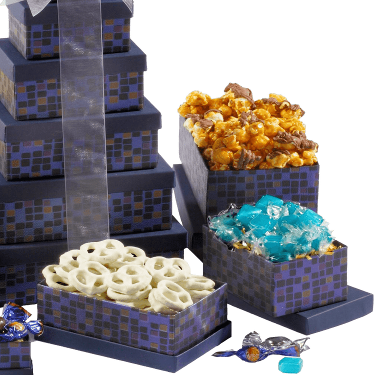 Broadway Basketeers Souring Saphire Sympathy Gift Tower