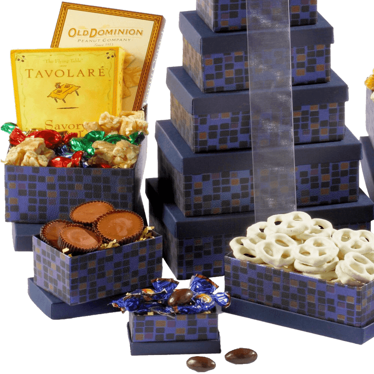 Broadway Basketeers Souring Saphire Sympathy Gift Tower