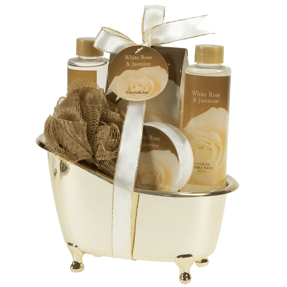 White Rose Jasmine Gold Tub Spa Bath Gift Set