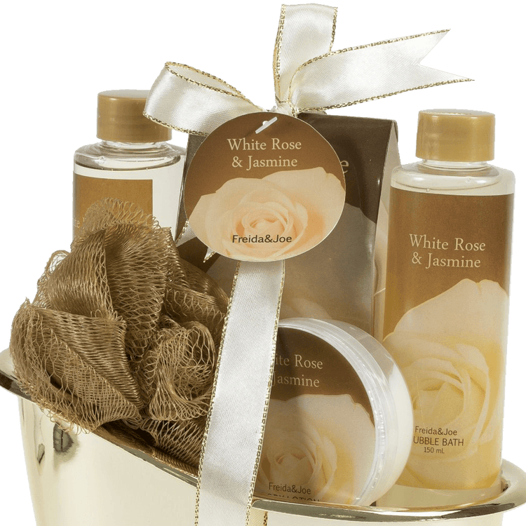 White Rose Jasmine Gold Tub Spa Bath Gift Set